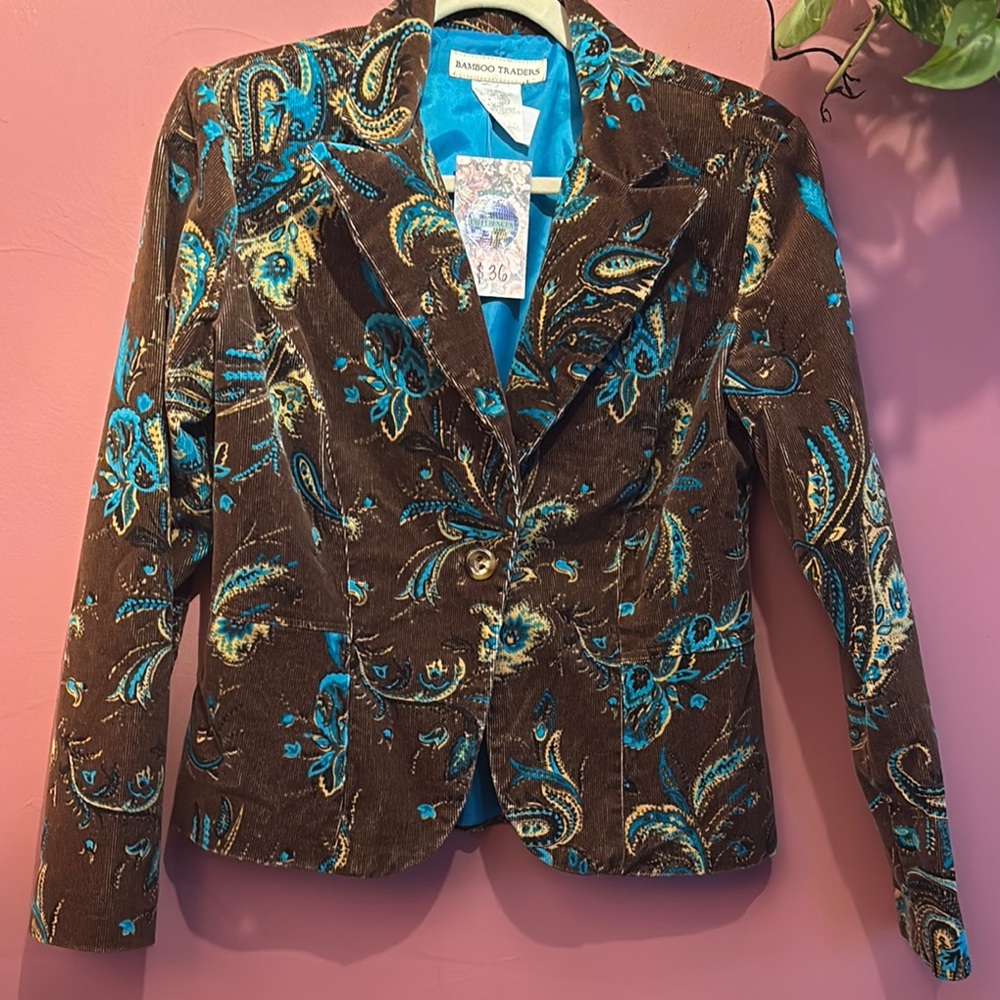 Brown and Blue Paisley Women's Jacket